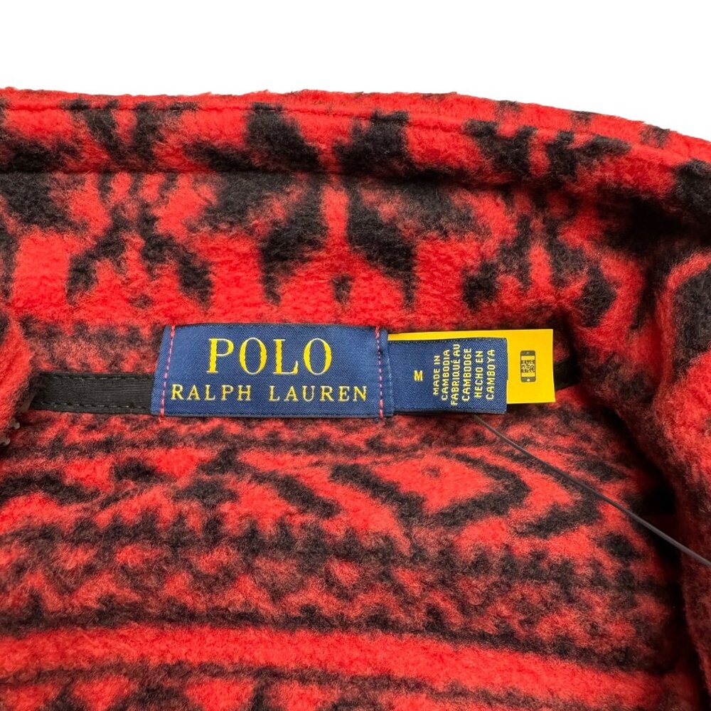 NWT $198 Polo Ralph Lauren Men's Red Fair Isle Fleece Sweatshirt 1/4 Zip, Size M - Picture 6 of 9